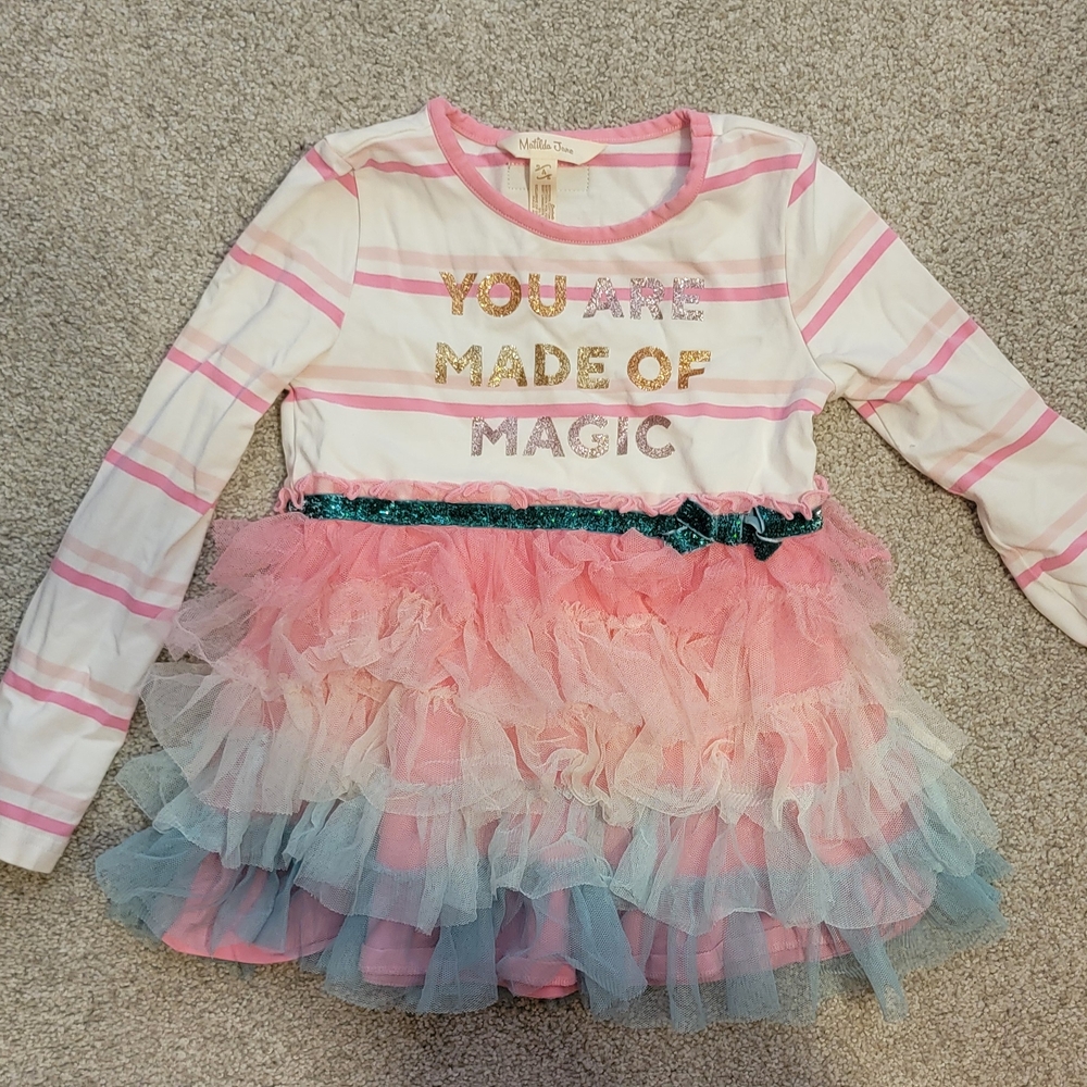 Striped Long Sleeve Dress with Tulle Skirt